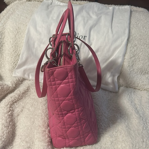 Dior Pink Cannage Leather Large Lady Dior Tote - Picture 7 of 15